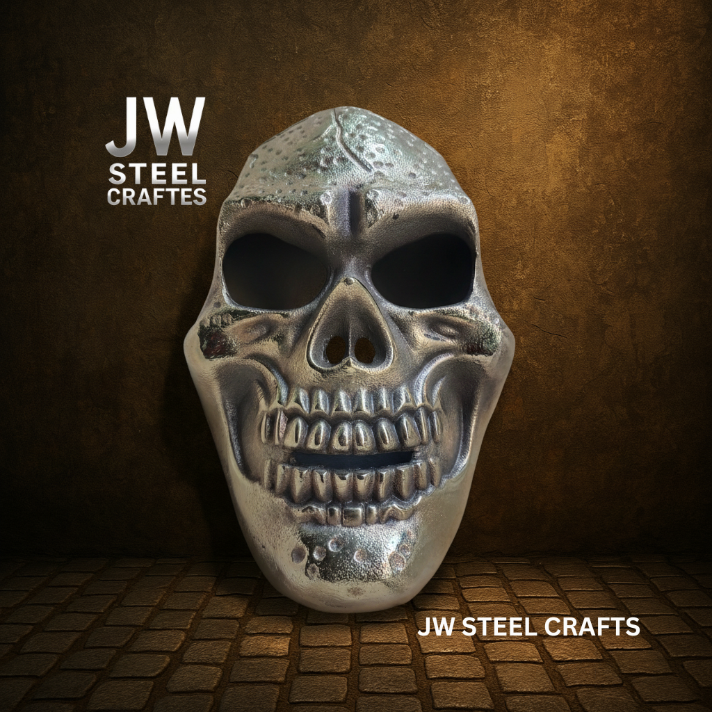 Hand-Forged Silver Metal Art Mask – Polished Decorative Sculpture for Collectors | JW Steel Crafts