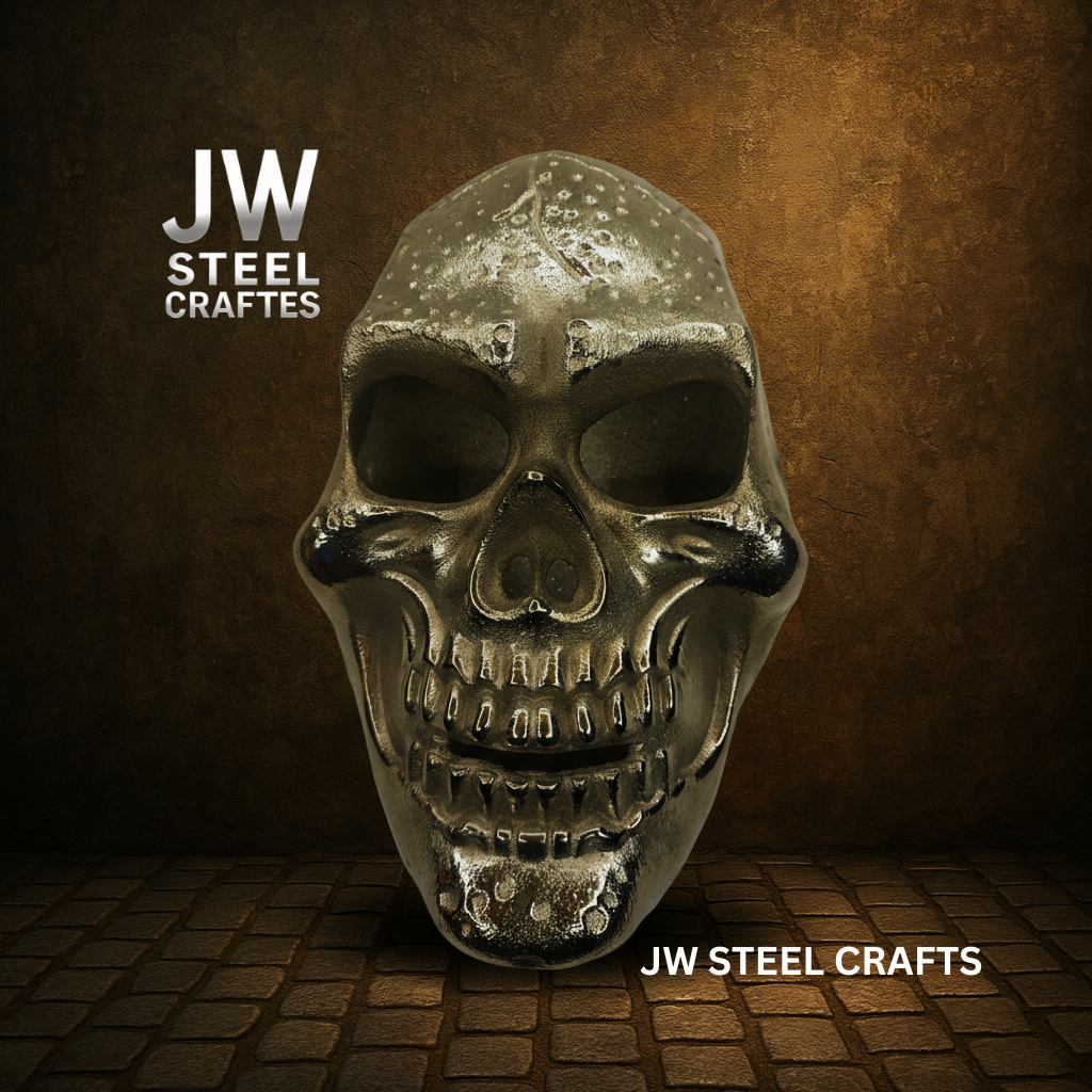 Hand-Forged Silver Metal Art Mask – Polished Decorative Sculpture for Collectors | JW Steel Crafts