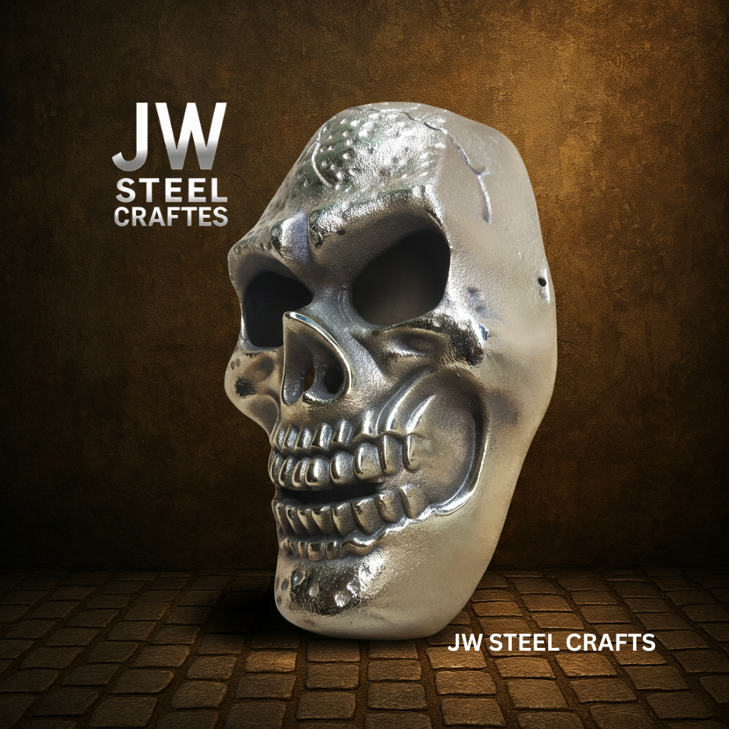 Hand-Forged Silver Metal Art Mask – Polished Decorative Sculpture for Collectors | JW Steel Crafts