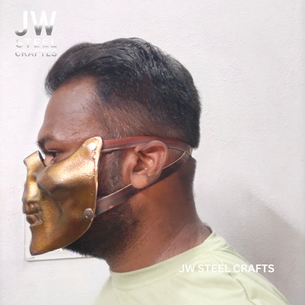 Hand-Forged Brass-Tone Metal Art Facepiece – Decorative Collectible Sculpture | JW Steel Crafts