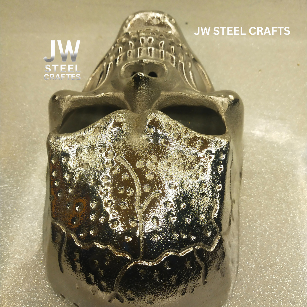 Hand-Forged Silver Metal Art Mask – Polished Decorative Sculpture for Collectors | JW Steel Crafts
