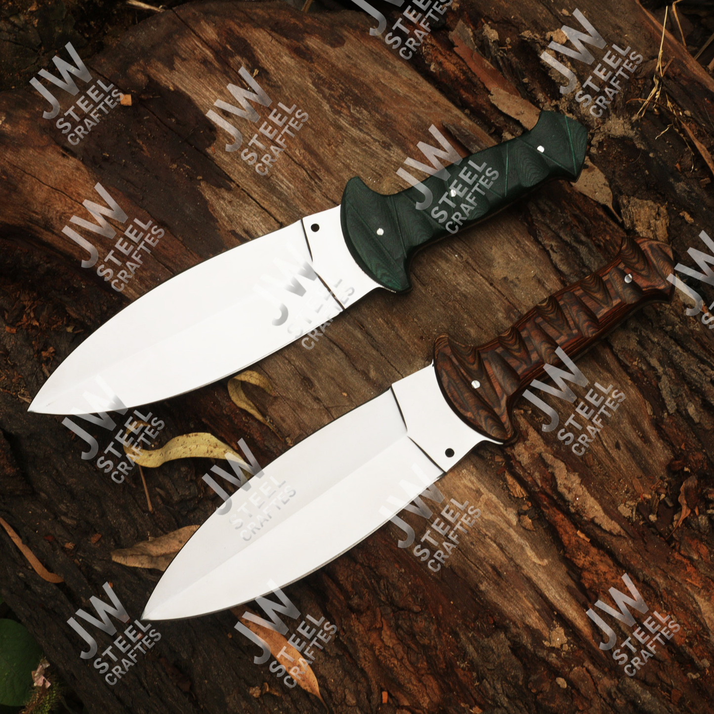 Hand Forged J2 Stainless Steel Dagger Knife with Pakka Wood Handle & Leather Sheath | 13.5" Hunting, Camping & Collectible Blade