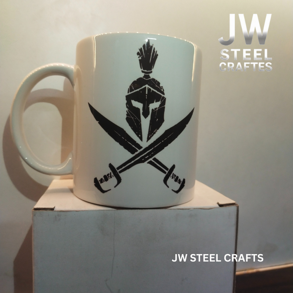 White Ceramic Mug with Heritage Art Print – Handcrafted Coffee Cup | JW Steel Crafts