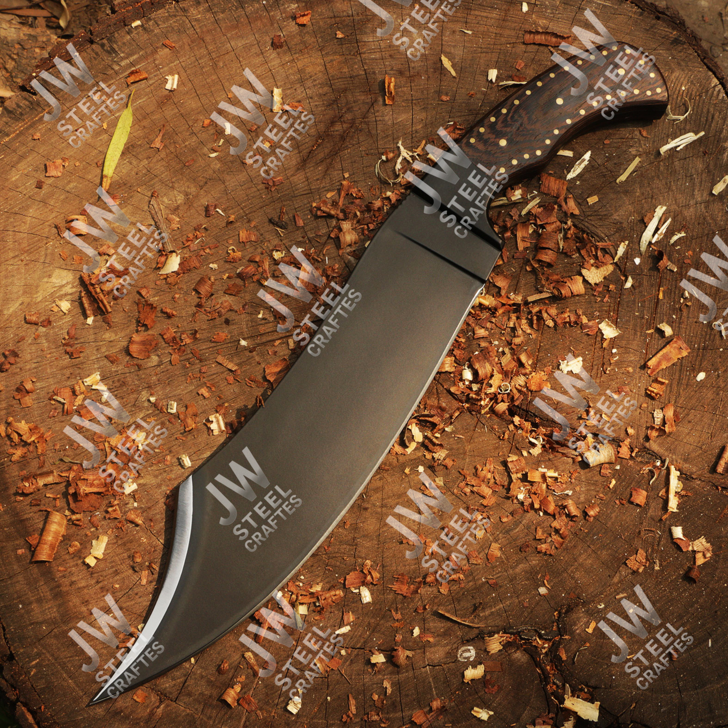Hand Forged J2 Stainless Steel Skinner Knife with Blue Pakka Wood Handle & Leather Sheath – Hunting, Camping, Everyday Carry