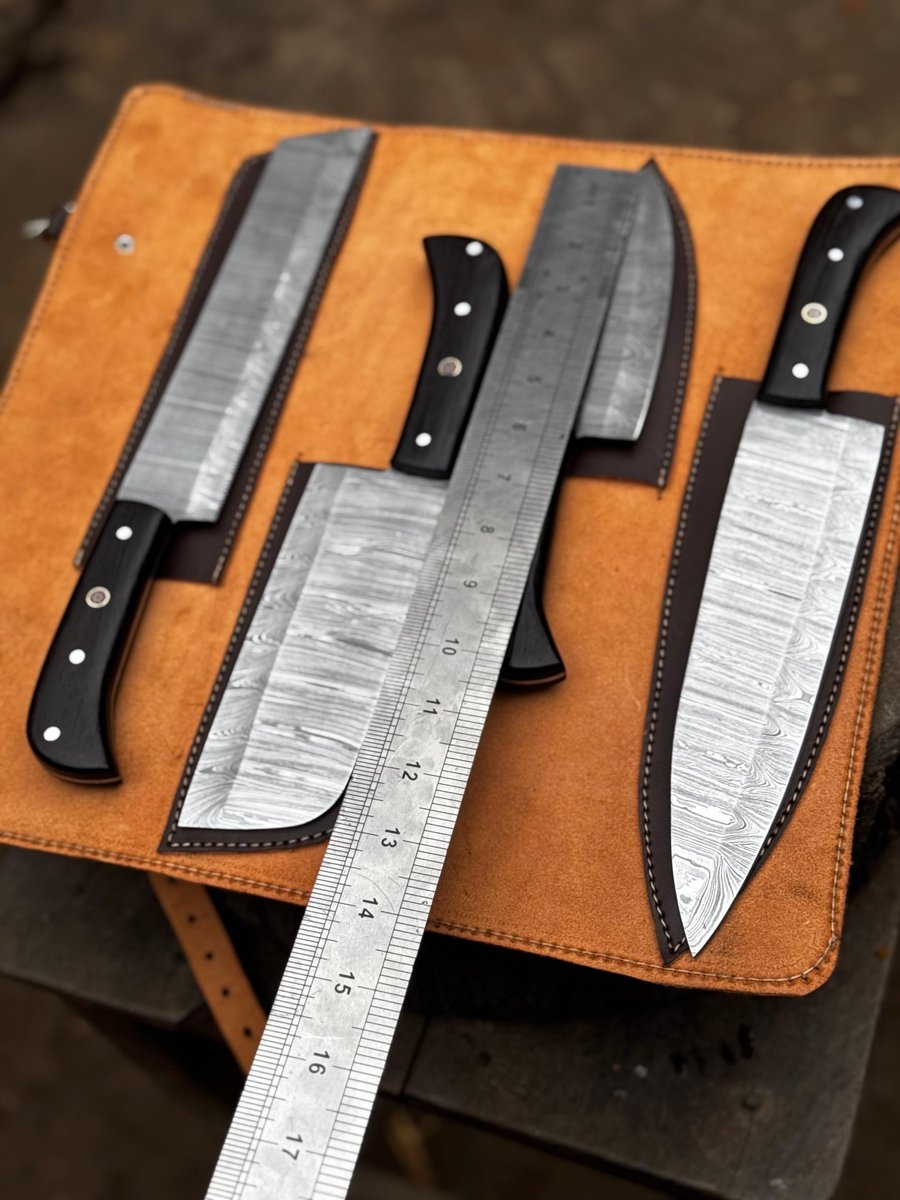 Handmade Damascus Steel Kitchen Knives set Personalized Gift Chef Knives Custom Blades , Groomsman Gift ,Wedding Gift, Gift for Girlfriend
