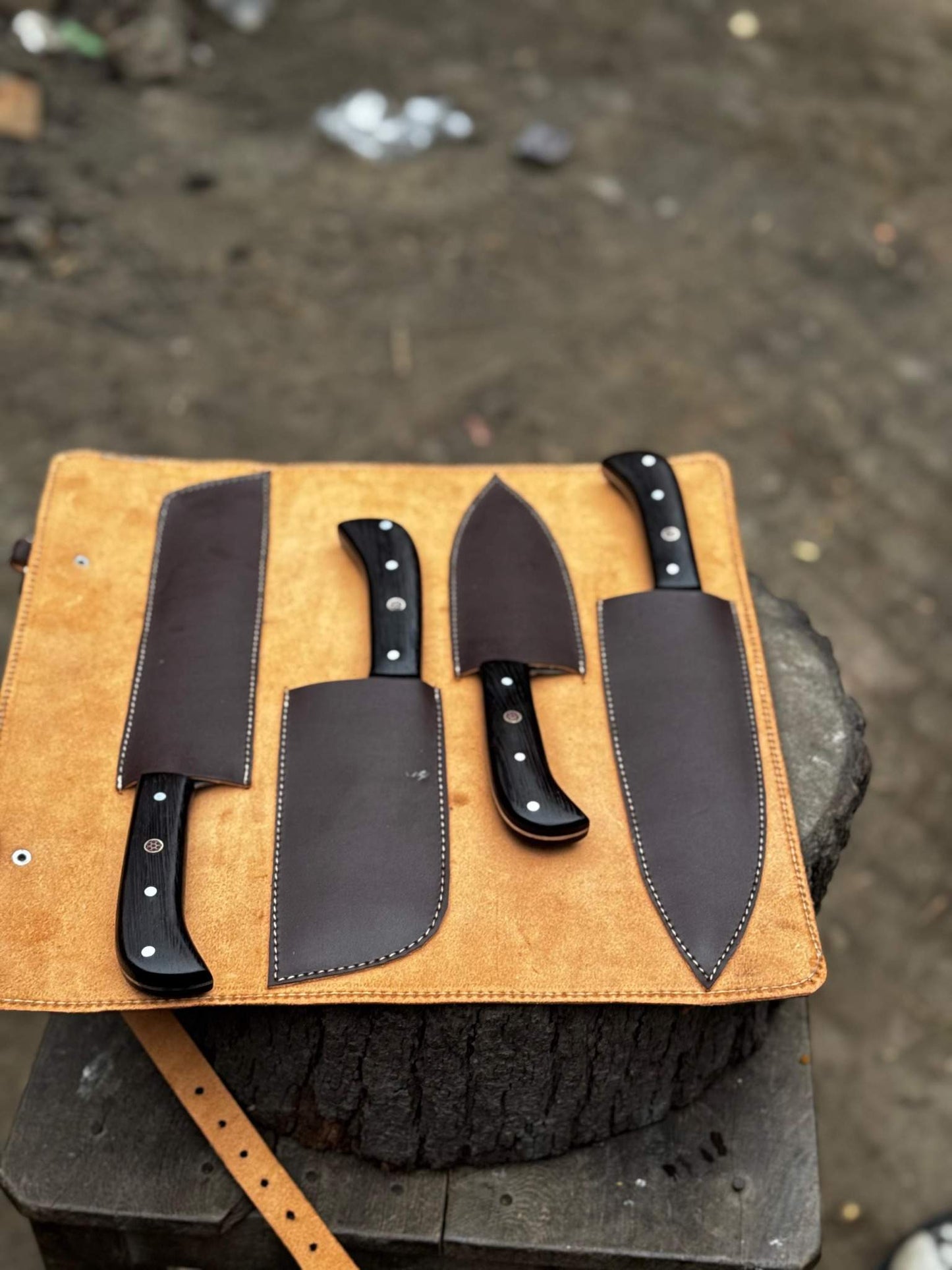 Handmade Damascus Steel Kitchen Knives set Personalized Gift Chef Knives Custom Blades , Groomsman Gift ,Wedding Gift, Gift for Girlfriend