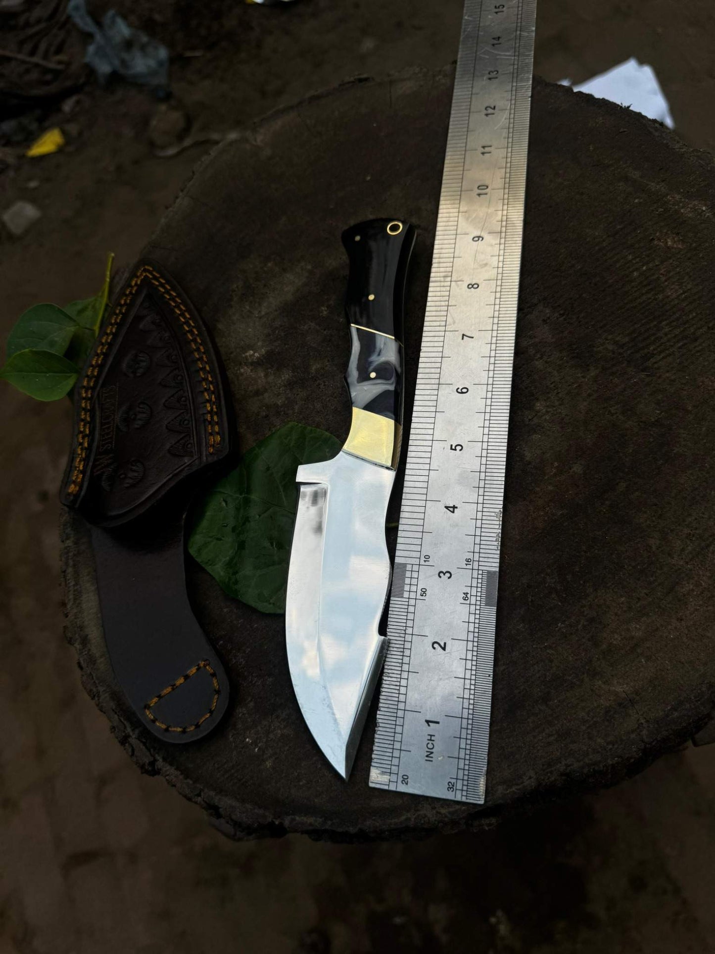 Handcrafted Stainless Steel Outdoor Knife with Black Resin Handle | JW SteelCrafts