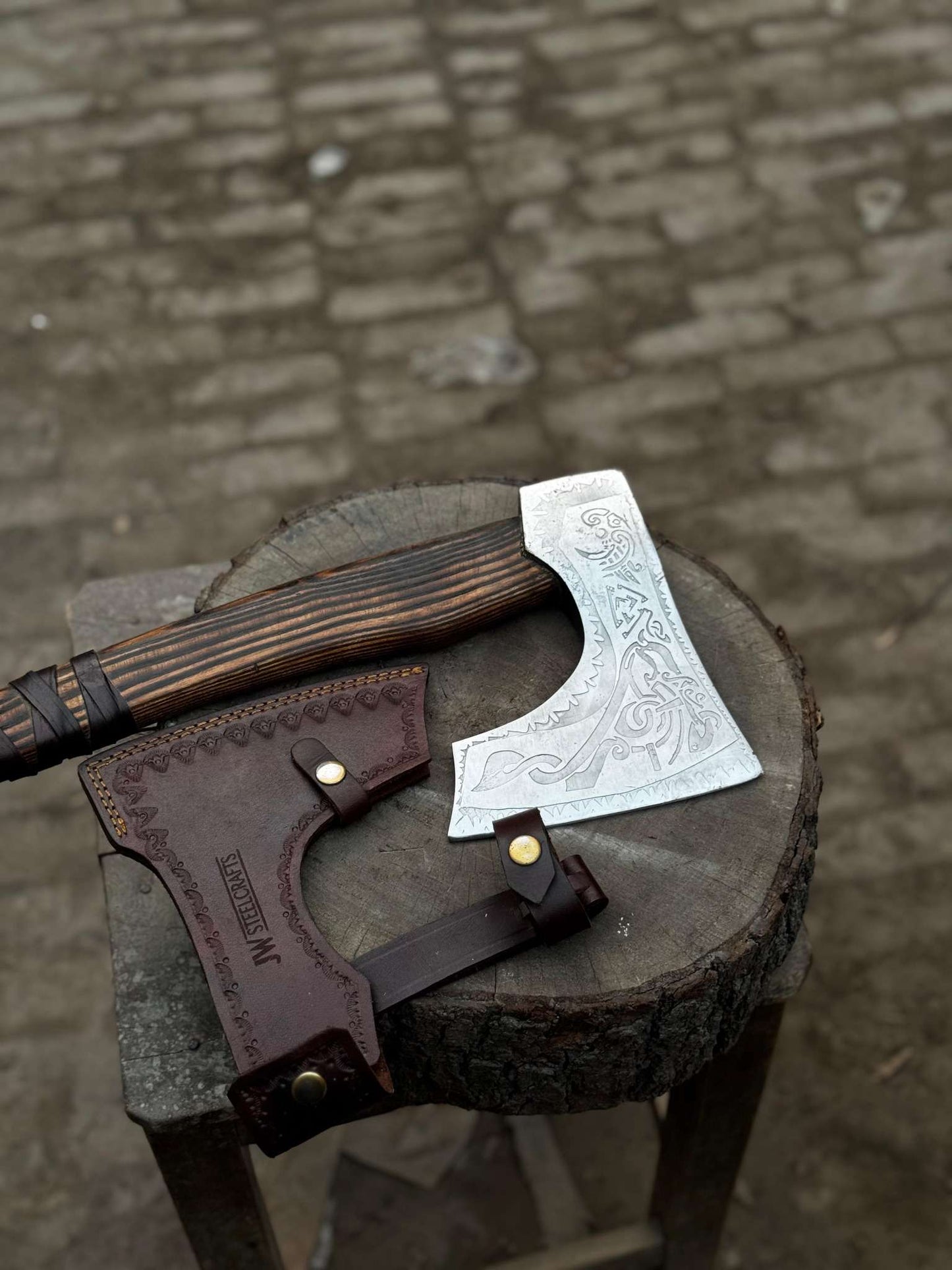 Personalized Viking Bearded Axe – Hand-Forged High Carbon Steel Battle Axe with Ash Wood Handle & Leather Sheath | Engraved Collectible Gift for Him, Groomsmen, Father’s Day