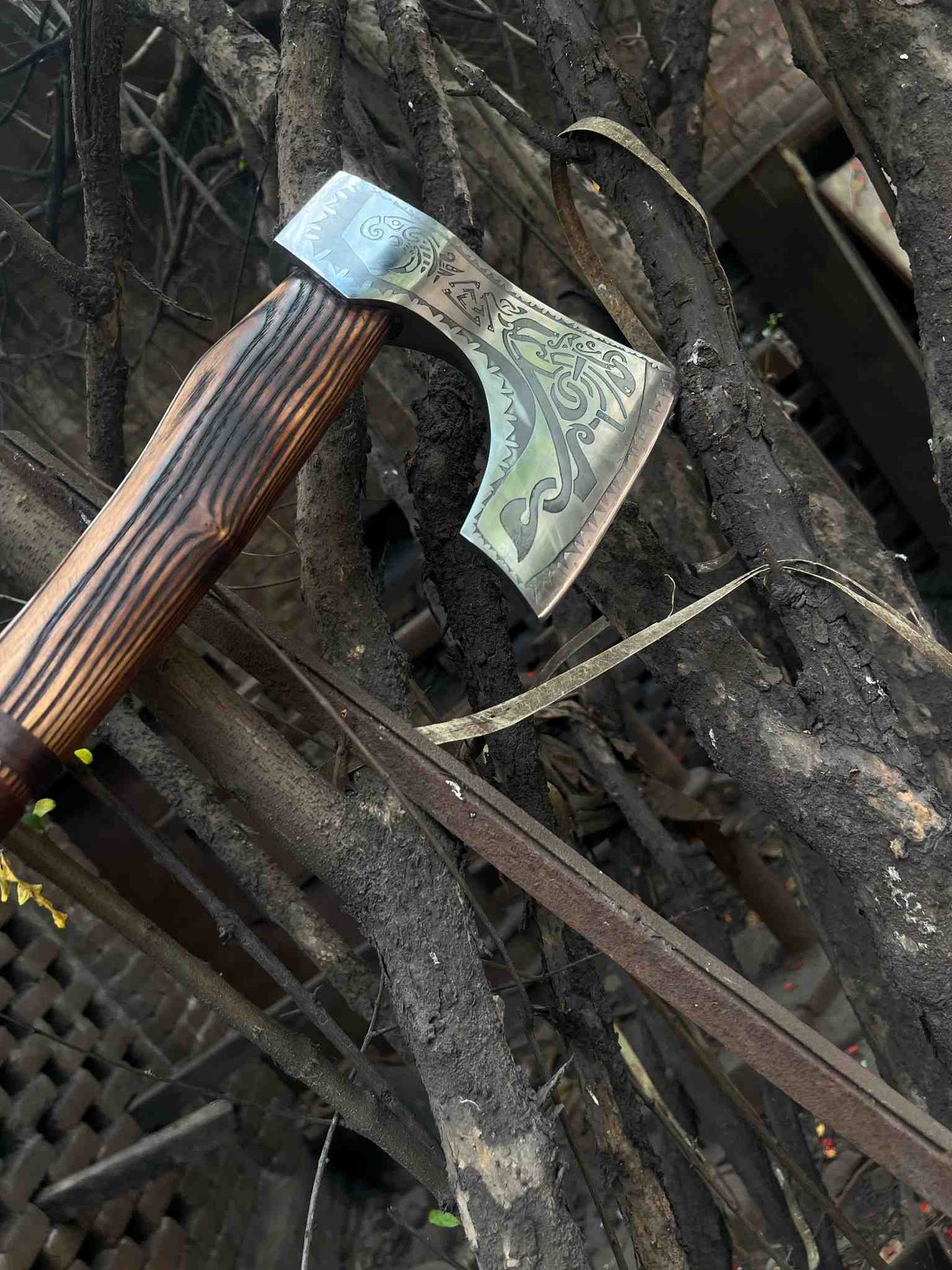 Personalized Viking Bearded Axe – Hand-Forged High Carbon Steel Battle Axe with Ash Wood Handle & Leather Sheath | Engraved Collectible Gift for Him, Groomsmen, Father’s Day