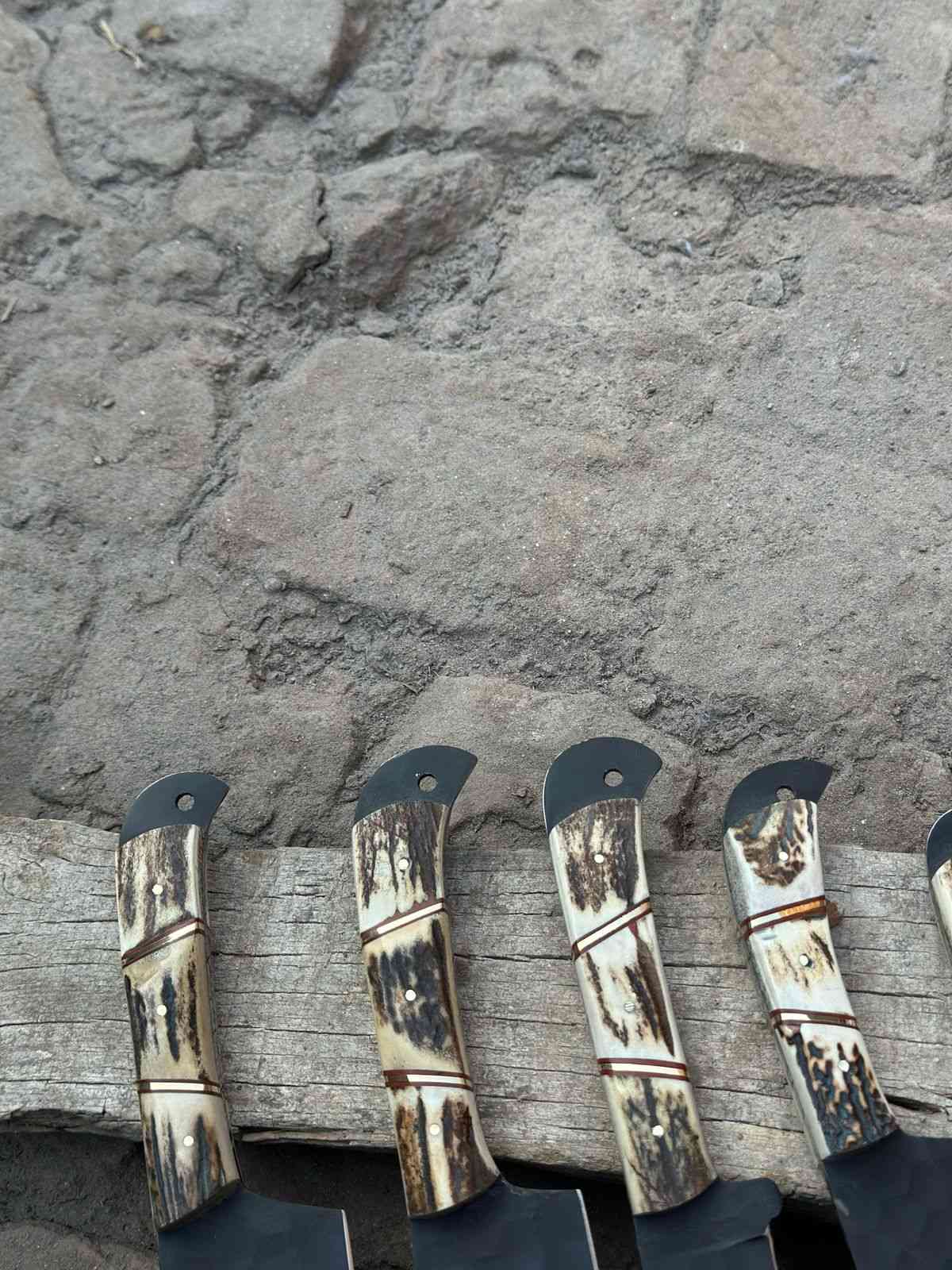 Personalized Chef set Handmade Carbon Steel Chef Knife Set Deer horn handle Gift For Father Kitchen Knife Groomsmen Wedding Gift For Him