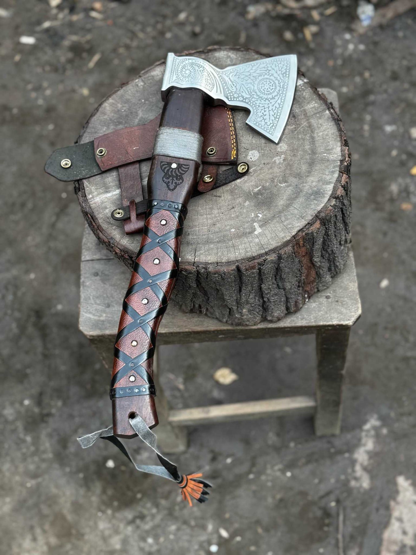 Personalized Handcrafted Viking Axe Celtic Axe, Viking Style Blade Collectible Battle Axe Gift for her, Gift for him, Father's Gift