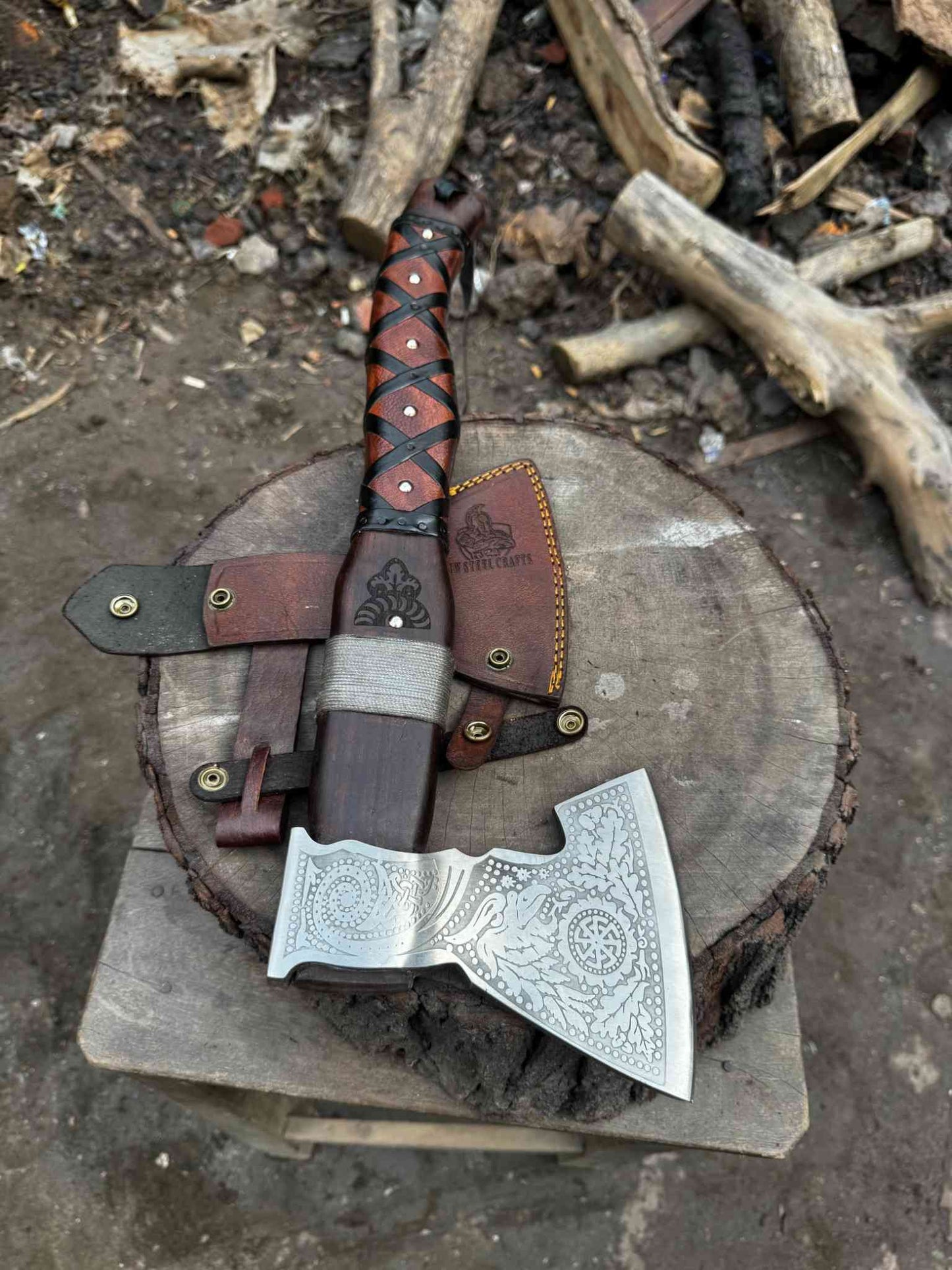 Personalized Handcrafted Viking Axe Celtic Axe, Viking Style Blade Collectible Battle Axe Gift for her, Gift for him, Father's Gift