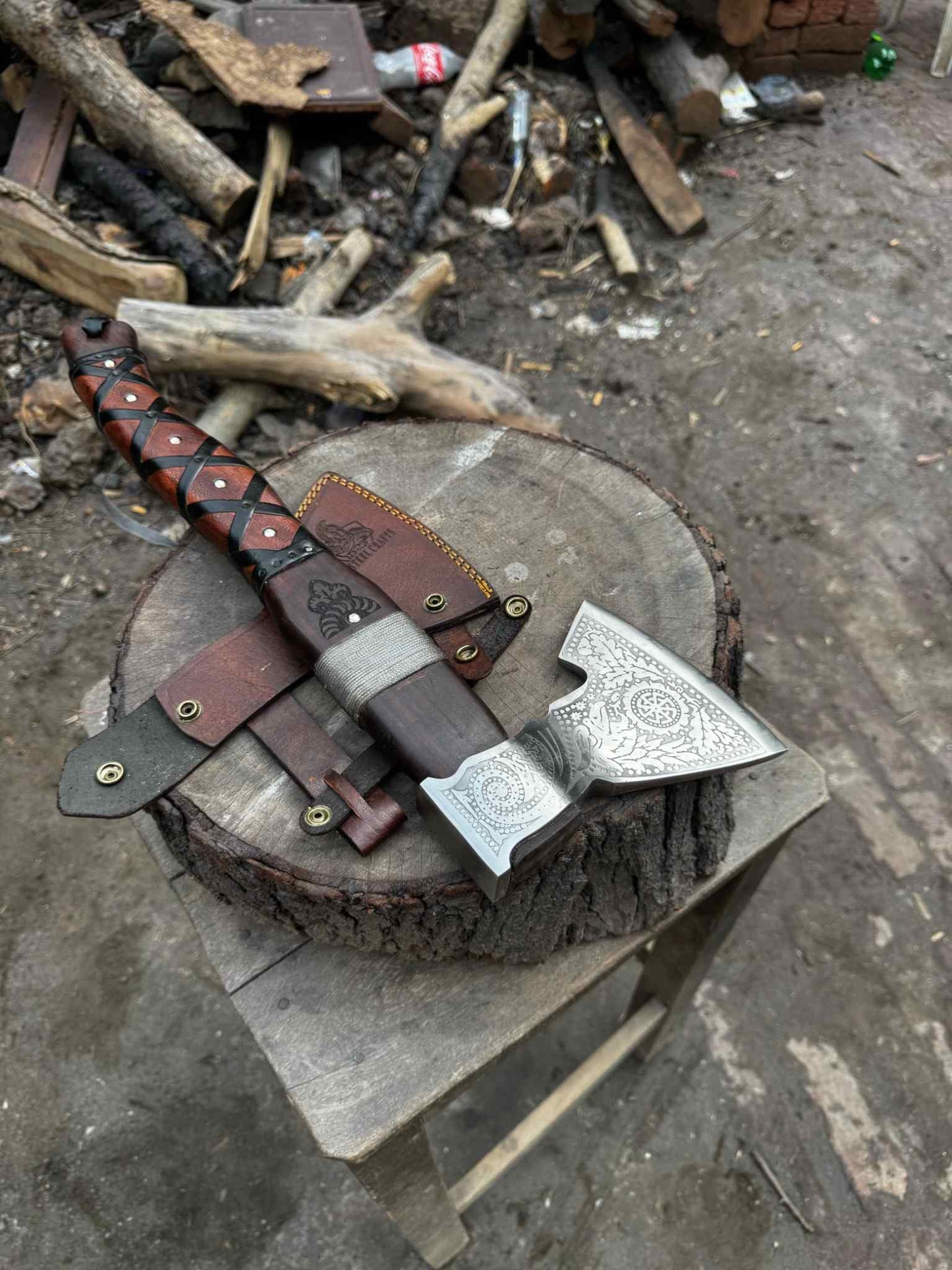 Personalized Handcrafted Viking Axe Celtic Axe, Viking Style Blade Collectible Battle Axe Gift for her, Gift for him, Father's Gift