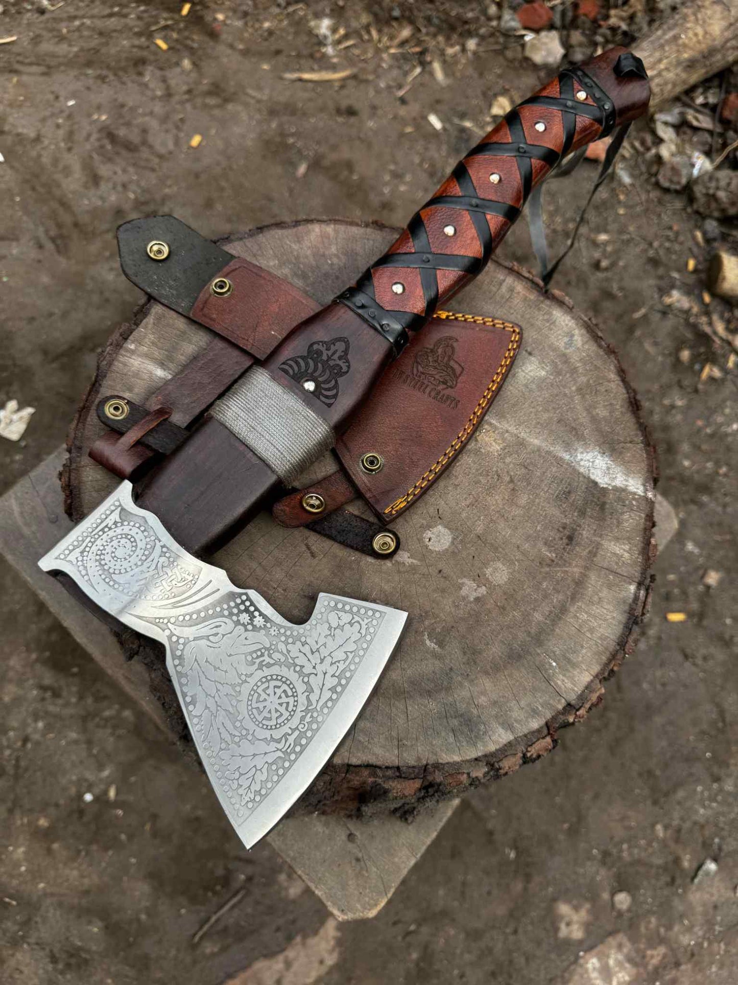 Personalized Handcrafted Viking Axe Celtic Axe, Viking Style Blade Collectible Battle Axe Gift for her, Gift for him, Father's Gift