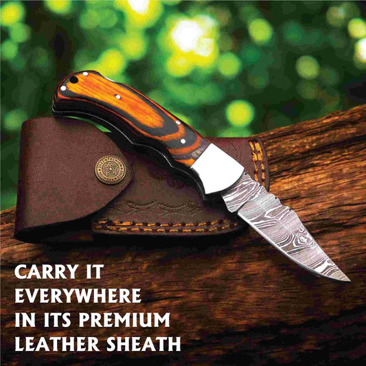 Handmade Damascus Pocket Knife Folding Knife Custom Groomsmen Gift Anniversary Wedding Personalized Gift for Men gifts for him