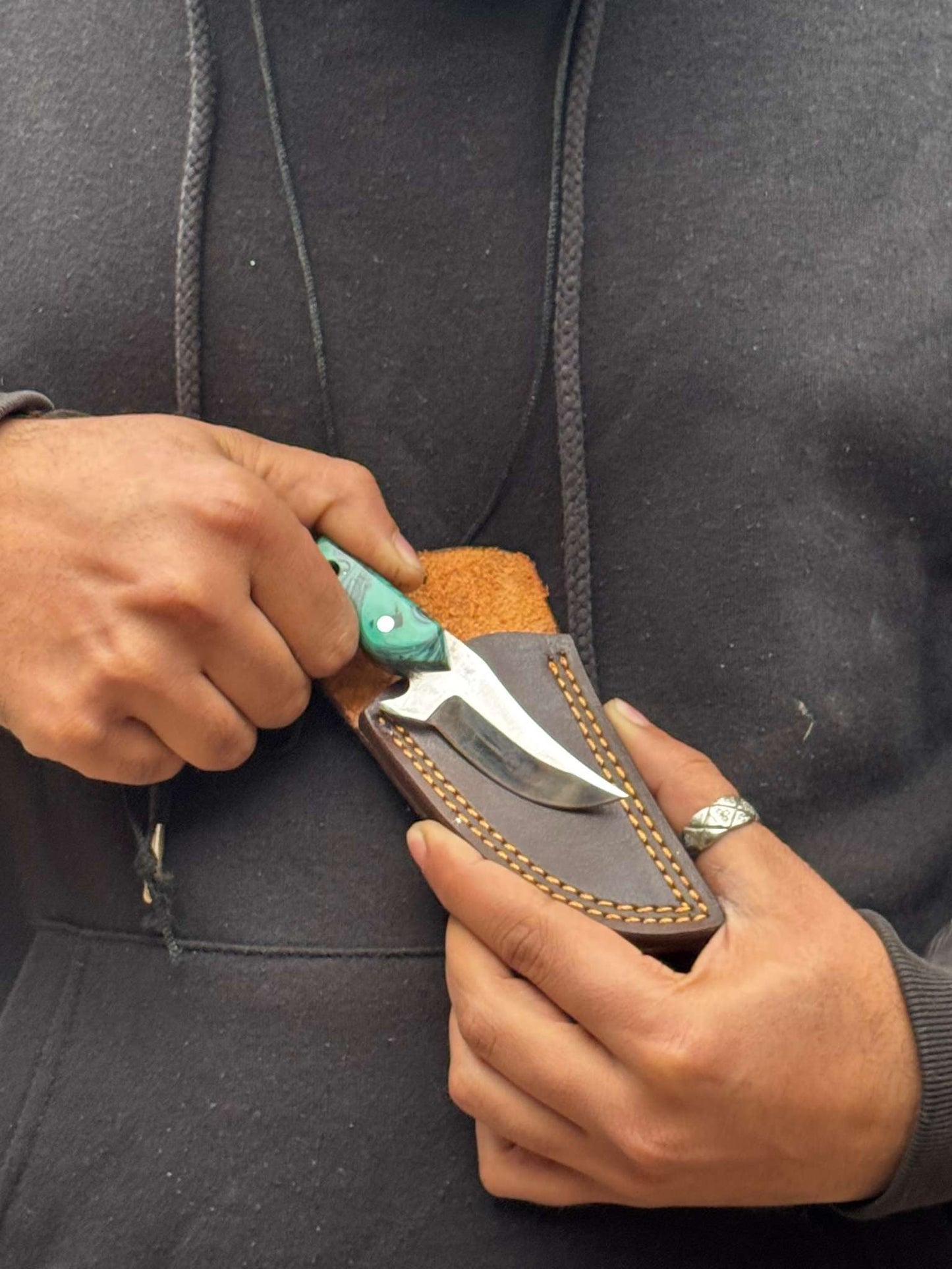 Personalized Stainless Damascus Neck Knife – Custom EDC Pocket Knife, Groomsmen Gift, Birthday or Wedding Present for Him & Her