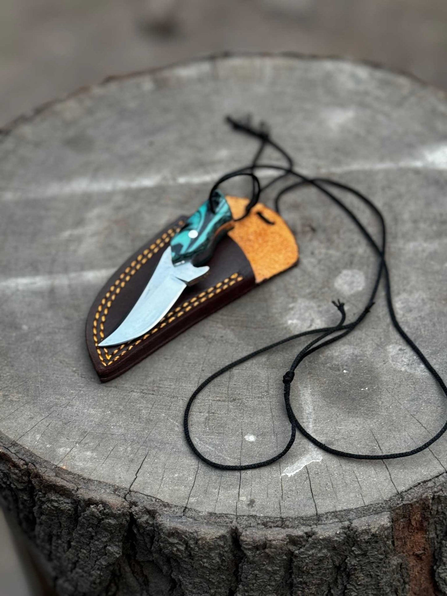 Personalized Stainless Damascus Neck Knife – Custom EDC Pocket Knife, Groomsmen Gift, Birthday or Wedding Present for Him & Her