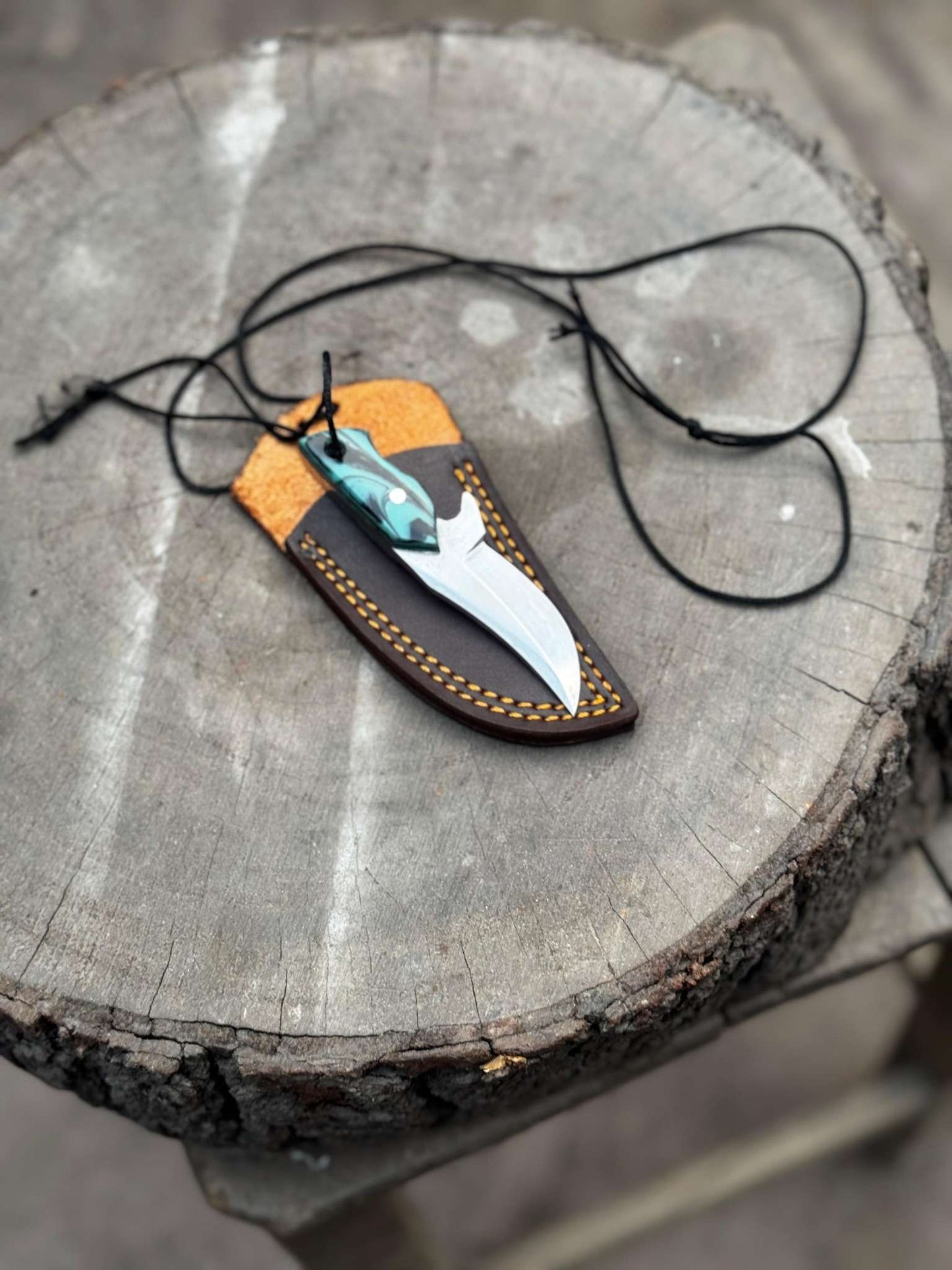 Personalized Stainless Damascus Neck Knife – Custom EDC Pocket Knife, Groomsmen Gift, Birthday or Wedding Present for Him & Her