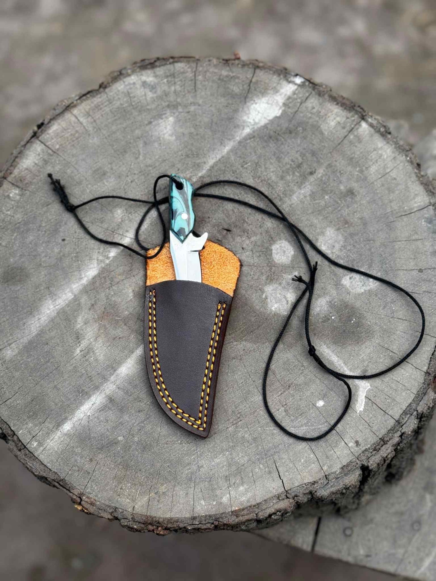 Personalized Stainless Damascus Neck Knife – Custom EDC Pocket Knife, Groomsmen Gift, Birthday or Wedding Present for Him & Her