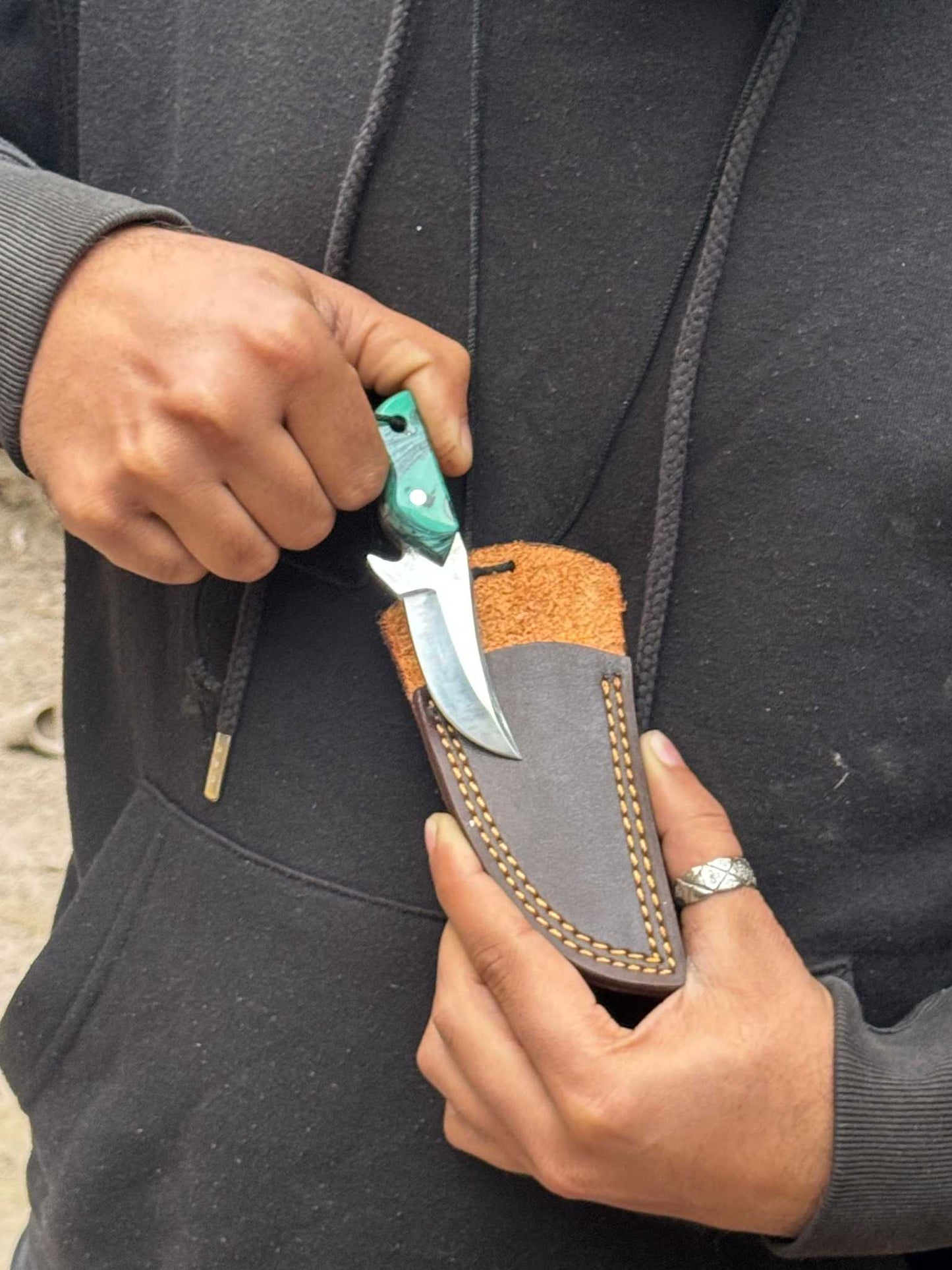 Personalized Stainless Damascus Neck Knife – Custom EDC Pocket Knife, Groomsmen Gift, Birthday or Wedding Present for Him & Her