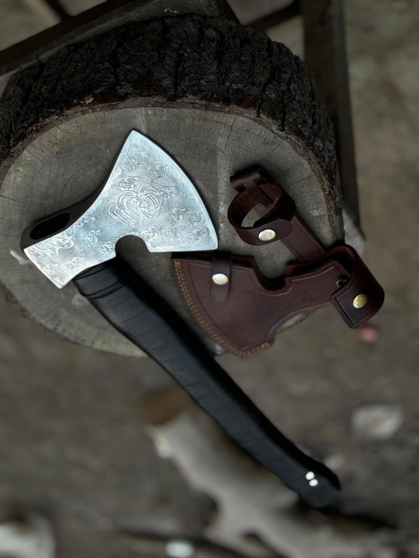 Personalized Viking Axe Hand-Forged  High Carbon Steel Battle Axe with Leather-Wrapped Groomsmen Gift, Wedding Gift, Camping Axe, EDC