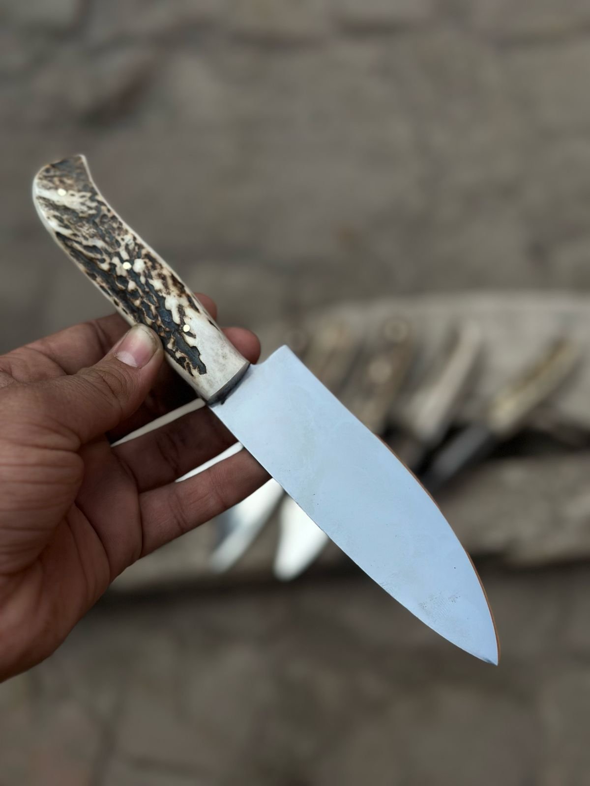 Custom Chef knives high Polished with deer horn handles 6 pieces  gift for father ,Gift for her, Birthday Gift, Groomsmen Gift Kitchen Knife