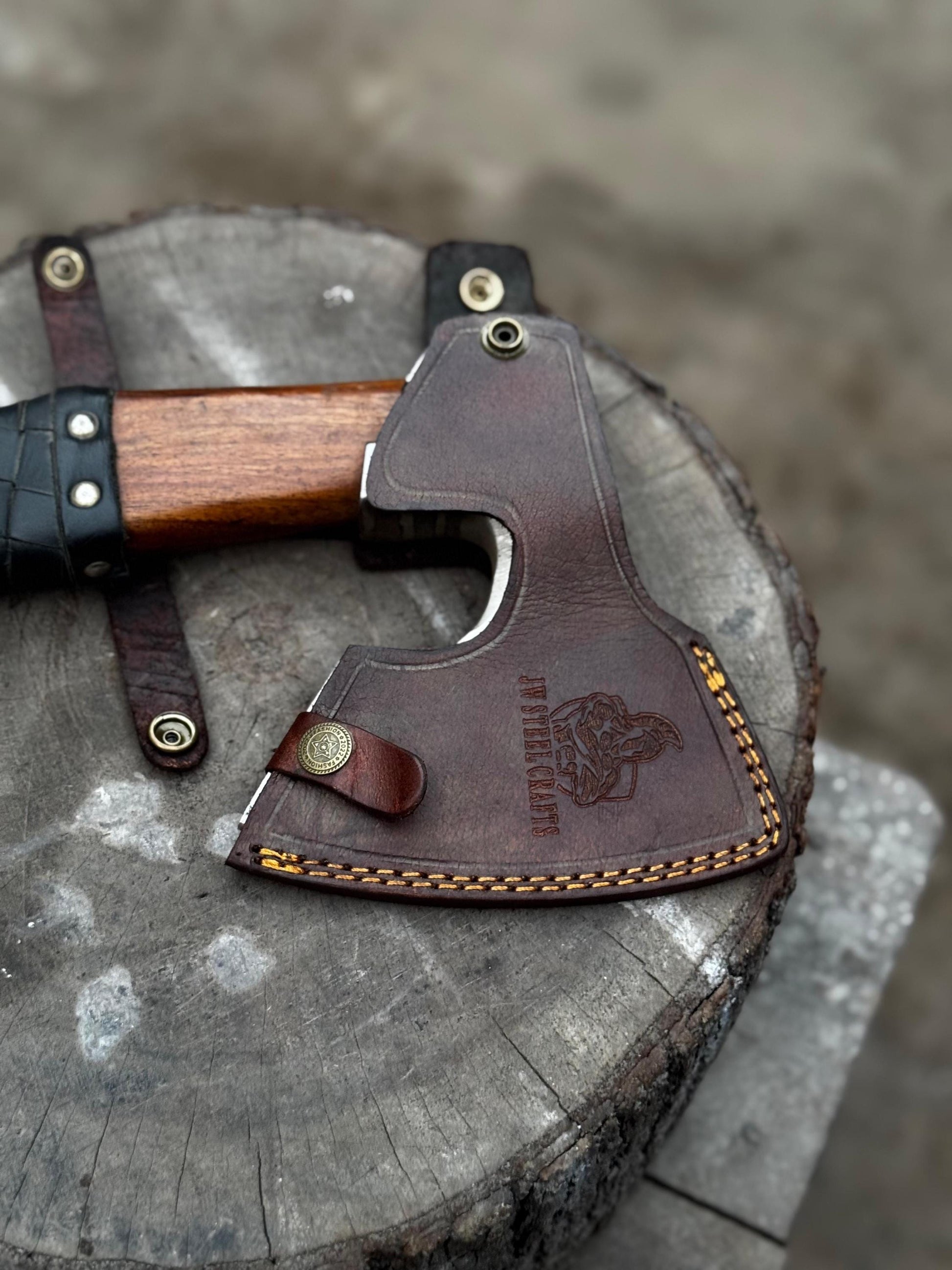 Personalized Viking Axe Bearded Handcrafted Viking Battle Axe – Engraved Carbon Steel Blade with Wooden Handle With Leather Sheath With Engraving