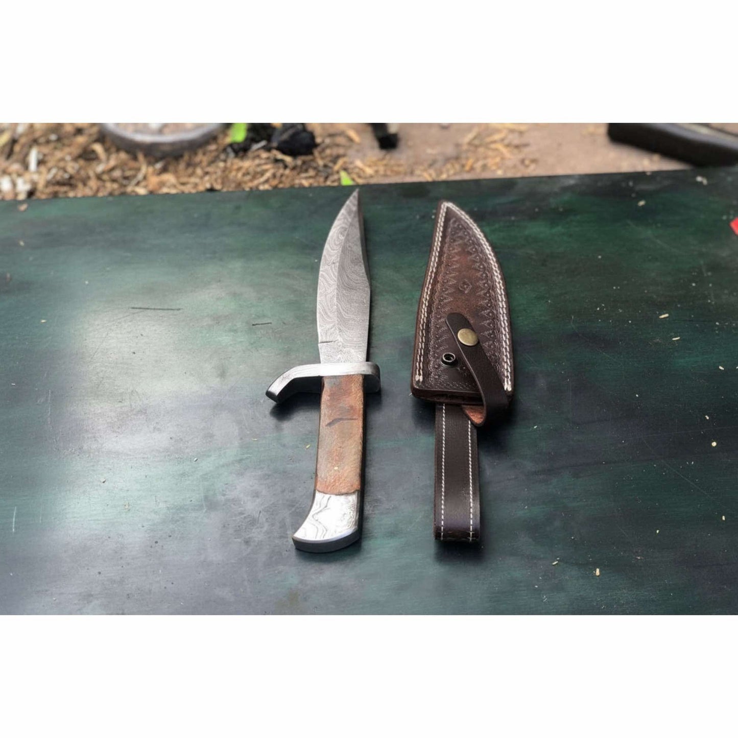 Custom Made Damascus Bowen knife MB - 0083 handmade Bowie Knives by JW SteelCrafts