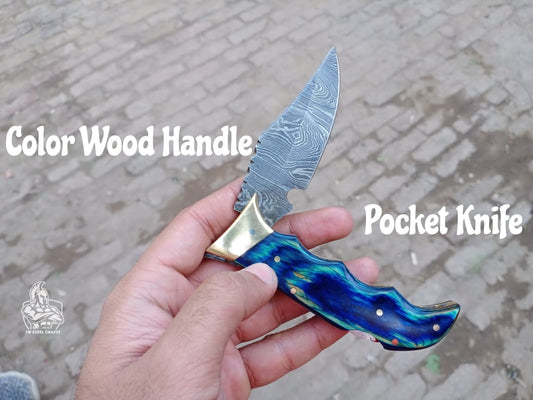 Pocket Knife with Color Wood Handle.