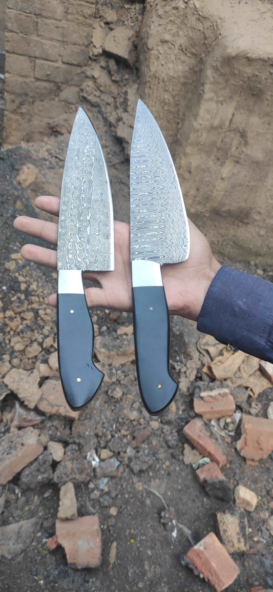 Chef knives set of two with Black Micarta Handle