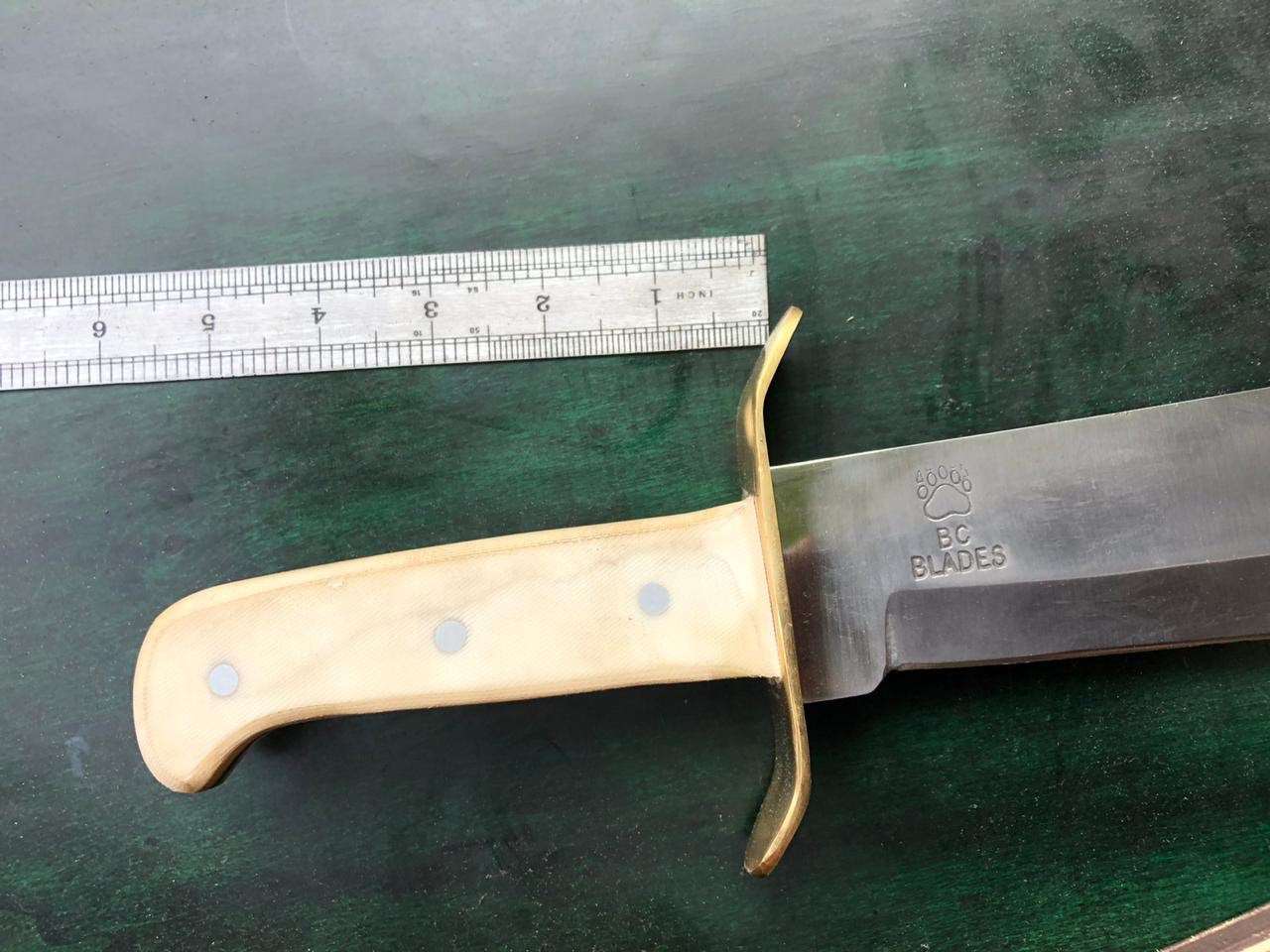 Custom Handmade Stainless Steel Bowie with leather sheath