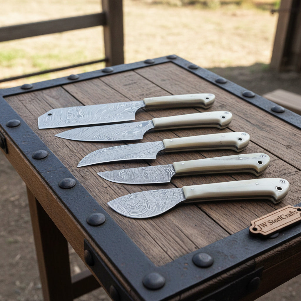 Custom handmade Damascus kitchen knives set/Perfect
