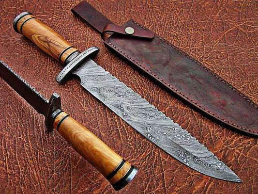 Custom Handmade Bowie Knife Damascus Steel | Hunting Knives DK-0442