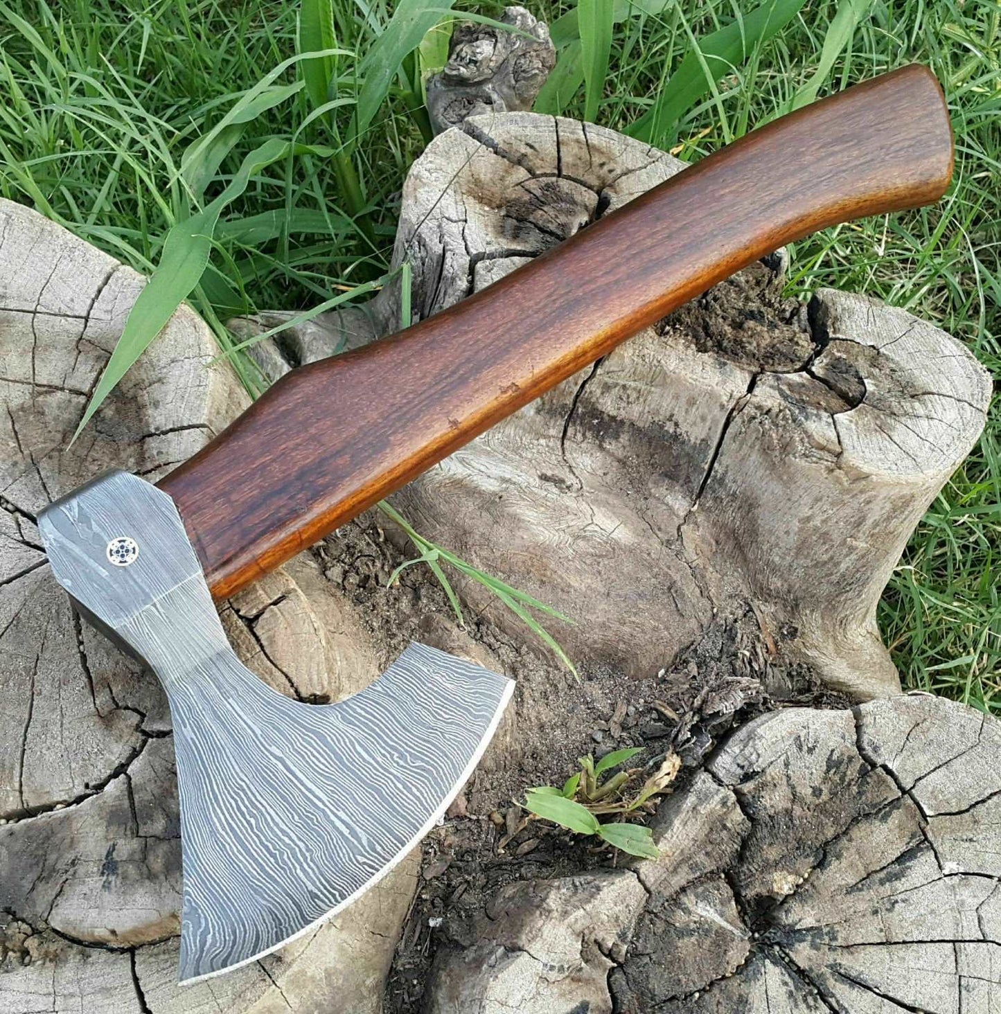 Custom Handmade Damascus Steel Tomahawk Hatchet Axe