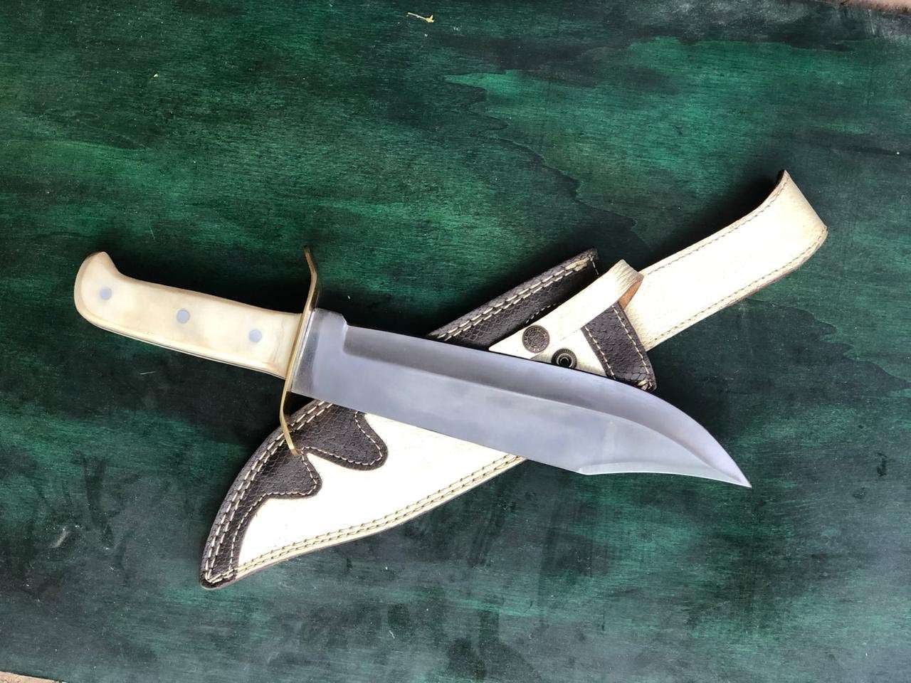 Custom Handmade Stainless Steel Bowie with leather sheath