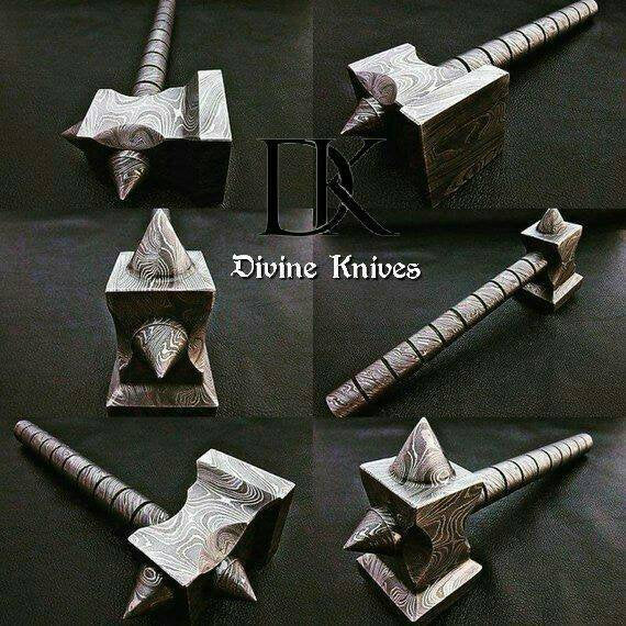 custom hand made Damascus steel hammer DK-0081