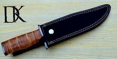 Custom Handmade Damascus Steel Bowie Knife With Leather Sheath/ Hunting Knife DK-0043