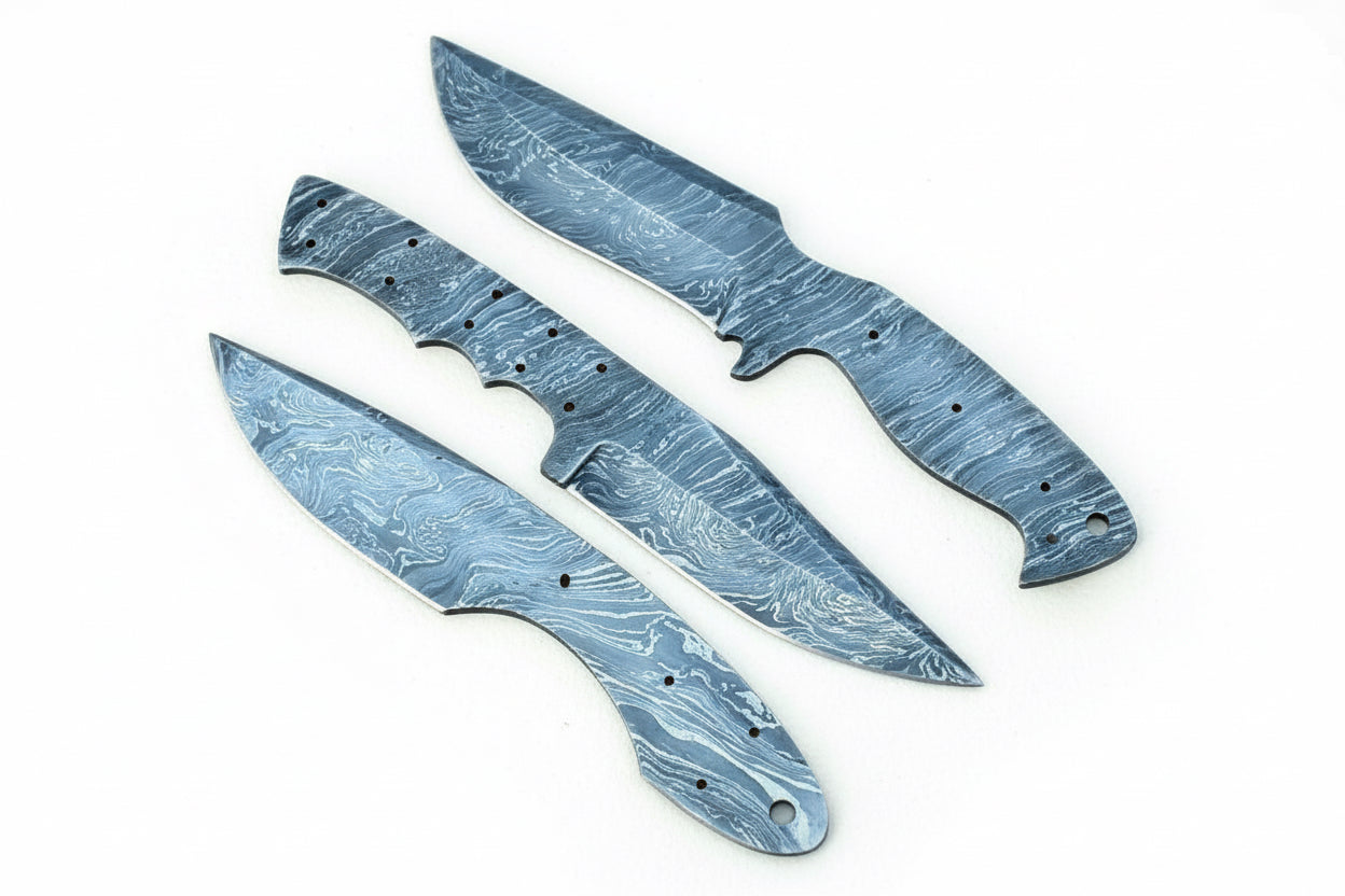 Handmade Damascus Steel Blank Blade Hunting Skinner Knife- Lot of 3 DK-0056