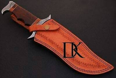 Damascus Knife Custom Handmade - 13.00 Inches Bowie Knife Rose Wood Handle/ Fighting Knife / Hunting Knife DK-0155