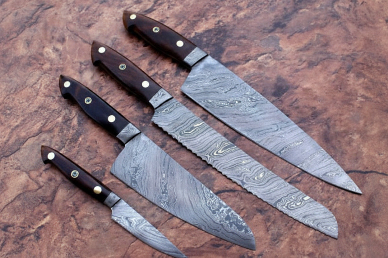 Custom Handmade Damascus steel Chef Knives Set/Perfect Gift