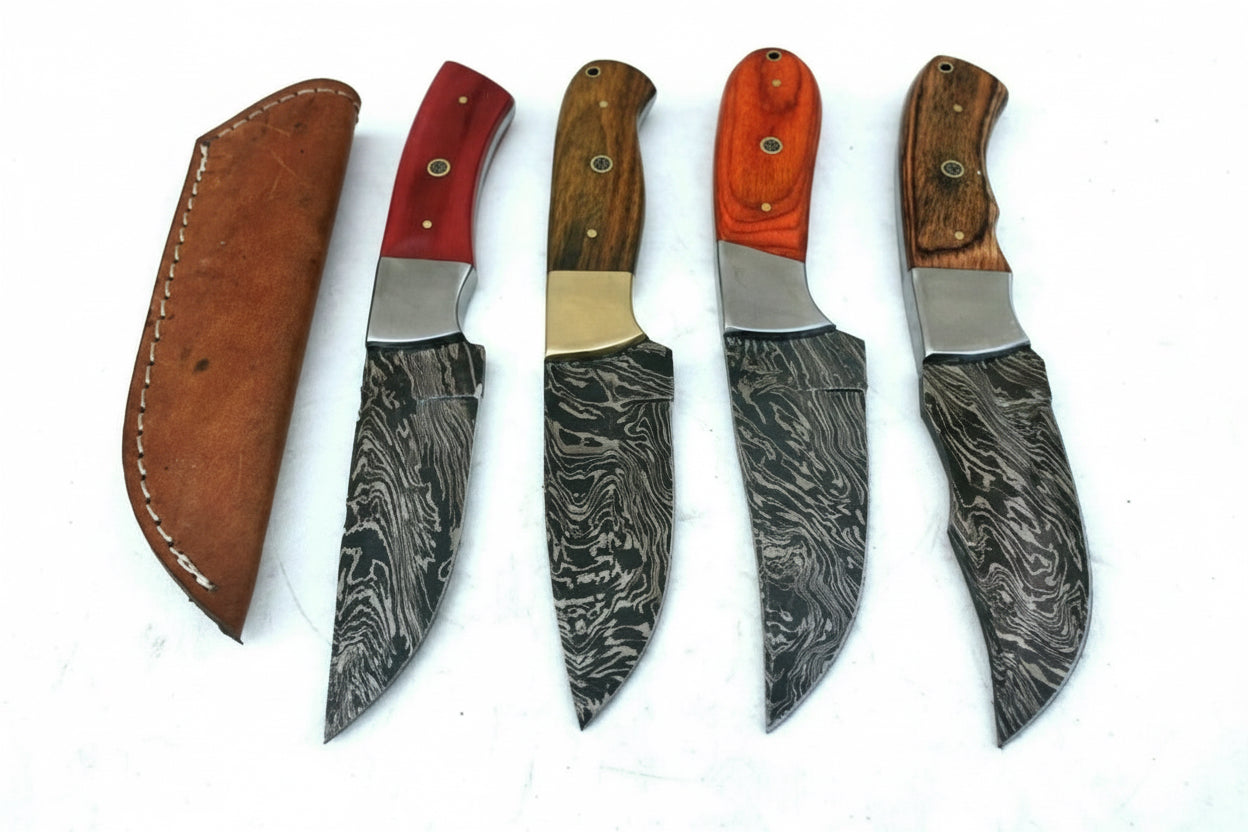 custom handmade damascus steel hunting Skinner knives lot of 4 DK-0391