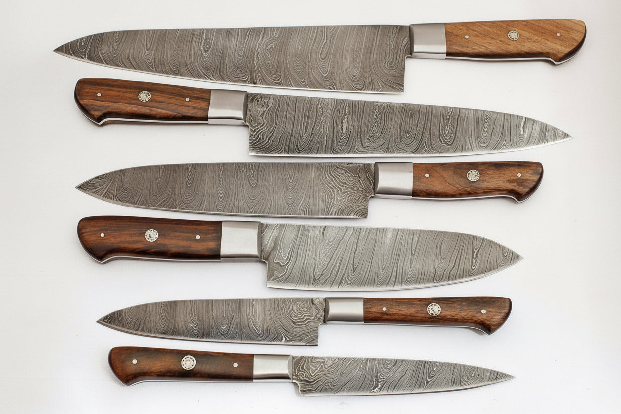 Custom made Damascus 6 pieces Kitchen Knives set/Perfect Gift DK-0378