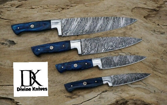 custom handmade Damascus kitchen knives set/Perfect Gift Dk-0267