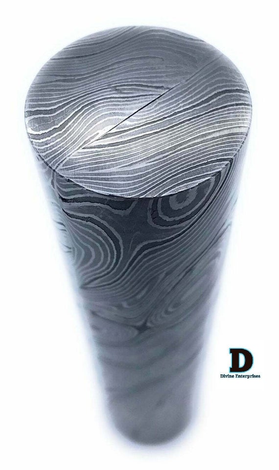 5.5" long custom handmade Damascus Steel round bar rod with 32mm thickne DE-0057