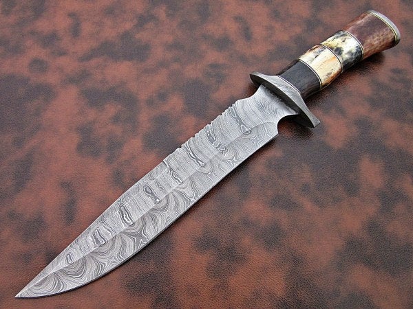 Custom Handmade Bowie Knife Damascus Steel | Hunting Knives DK_044