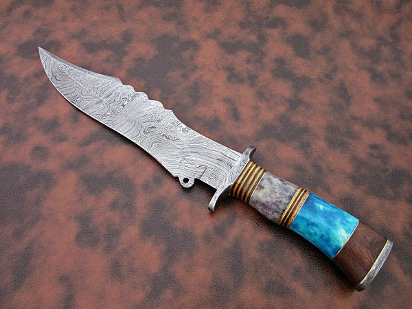 Custom Handmade Bowie Knife Damascus Steel | Hunting Knives DK-0445