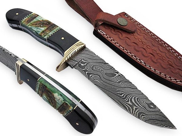 Custom Handmade Bowie Knife Damascus Steel | Hunting Knives DK-048