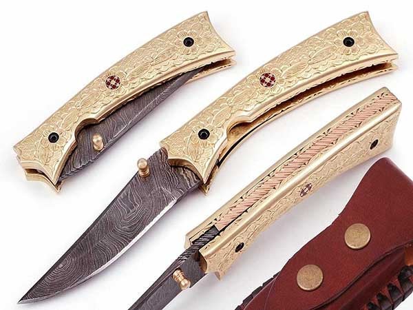 Handmade Folding Knife Damascus Steel DK_0494