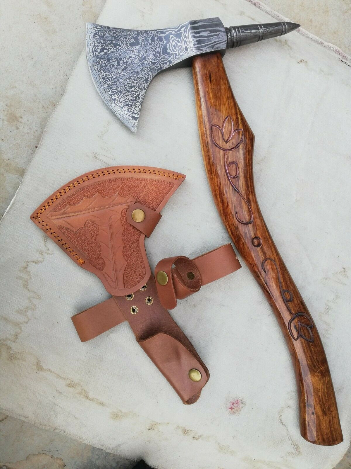 New Custom Handmade 20" Damascus steel Best Bearded Felling Hatchet Axe