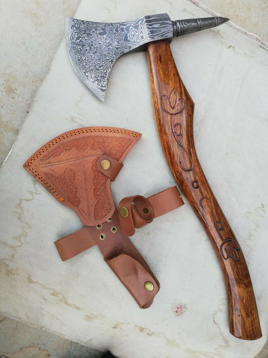 New Custom Handmade 20" Damascus steel Best Bearded Felling Hatchet Axe